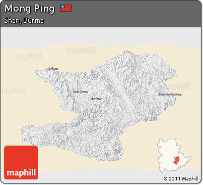 Classic Style Panoramic Map of Mong Ping, single color outside