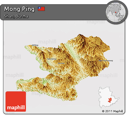 Physical Panoramic Map of Mong Ping, cropped outside