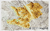 Physical Panoramic Map of Mong Ping, lighten, semi-desaturated