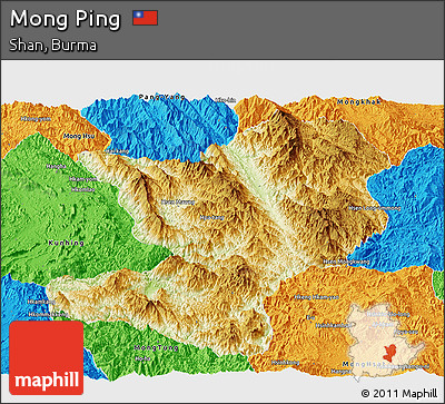 Physical Panoramic Map of Mong Ping, political outside