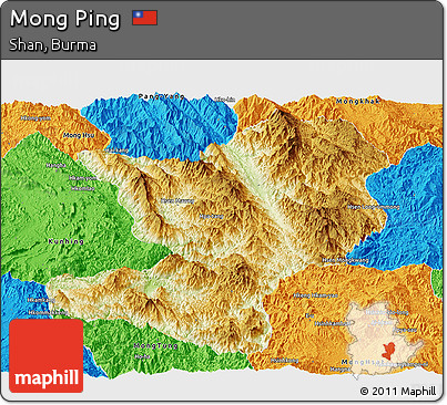 Physical Panoramic Map of Mong Ping, political outside
