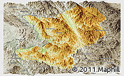 Physical Panoramic Map of Mong Ping, semi-desaturated