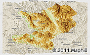 Physical Panoramic Map of Mong Ping, shaded relief outside