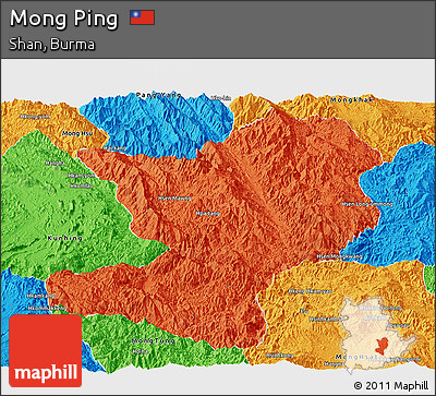 Political Panoramic Map of Mong Ping