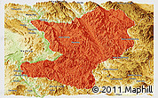 Political Panoramic Map of Mong Ping, physical outside