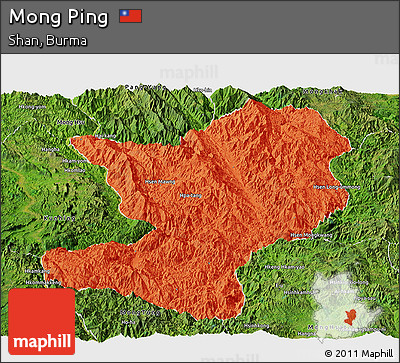 Political Panoramic Map of Mong Ping, satellite outside