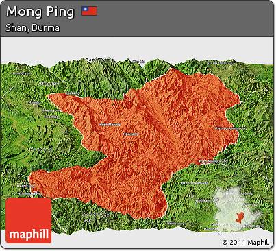 Political Panoramic Map of Mong Ping, satellite outside