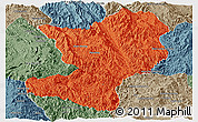 Political Panoramic Map of Mong Ping, semi-desaturated