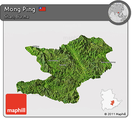 Satellite Panoramic Map of Mong Ping, cropped outside