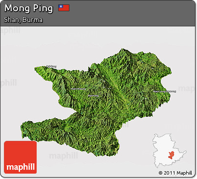 Satellite Panoramic Map of Mong Ping, cropped outside