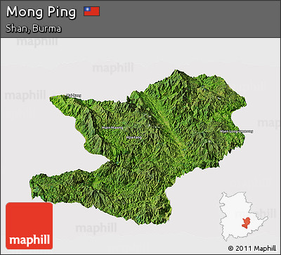 Satellite Panoramic Map of Mong Ping, cropped outside
