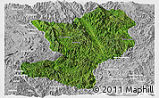 Satellite Panoramic Map of Mong Ping, lighten, desaturated