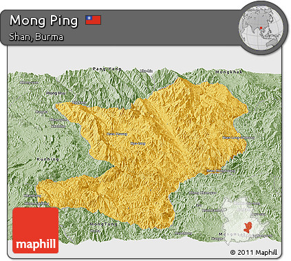 Savanna Style Panoramic Map of Mong Ping