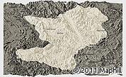 Shaded Relief Panoramic Map of Mong Ping, darken