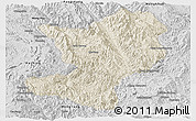 Shaded Relief Panoramic Map of Mong Ping, desaturated
