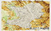Shaded Relief Panoramic Map of Mong Ping, physical outside
