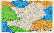 Shaded Relief Panoramic Map of Mong Ping, political outside