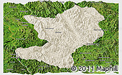Shaded Relief Panoramic Map of Mong Ping, satellite outside