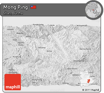 Silver Style Panoramic Map of Mong Ping