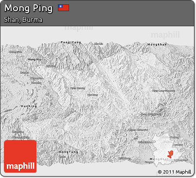 Silver Style Panoramic Map of Mong Ping