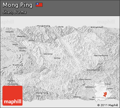 Silver Style Panoramic Map of Mong Ping
