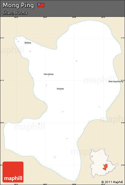 Classic Style Simple Map of Mong Ping, single color outside