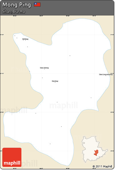 Classic Style Simple Map of Mong Ping, single color outside