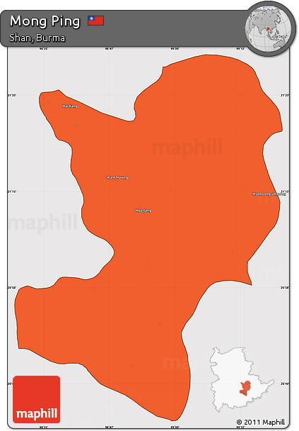 Political Simple Map of Mong Ping, cropped outside