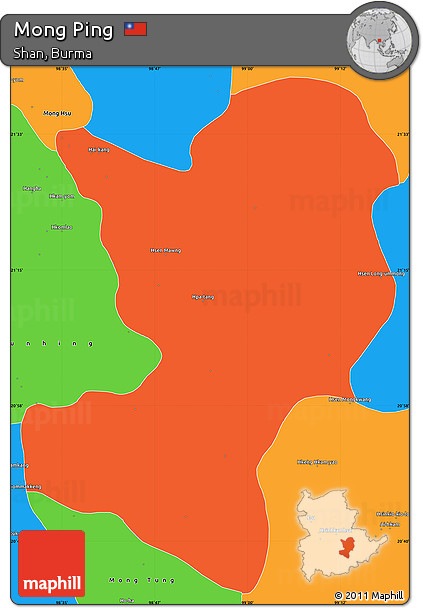Political Simple Map of Mong Ping