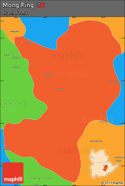 Political Simple Map of Mong Ping