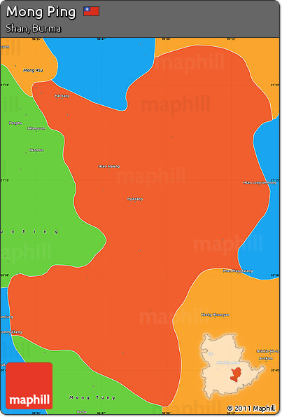 Political Simple Map of Mong Ping