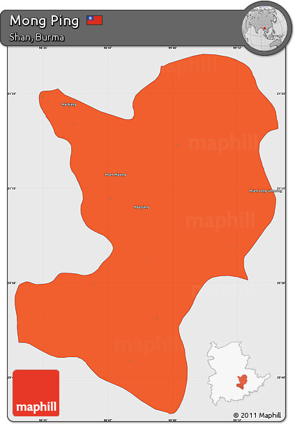 Political Simple Map of Mong Ping, single color outside