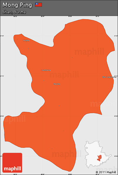Political Simple Map of Mong Ping, single color outside