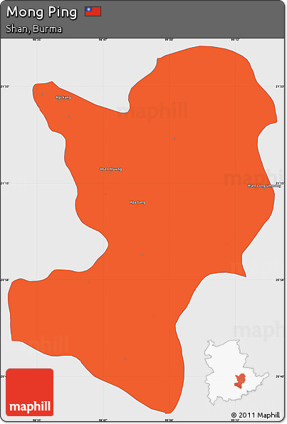 Political Simple Map of Mong Ping, single color outside
