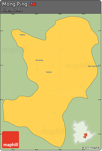 Savanna Style Simple Map of Mong Ping, cropped outside