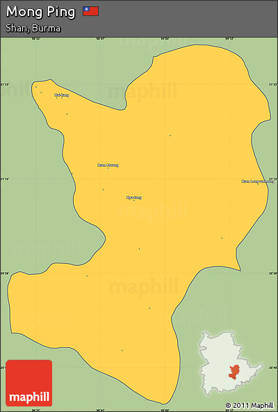 Savanna Style Simple Map of Mong Ping, cropped outside