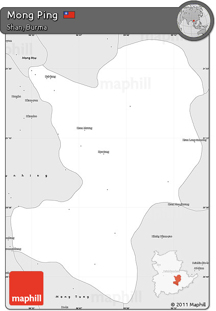 Silver Style Simple Map of Mong Ping