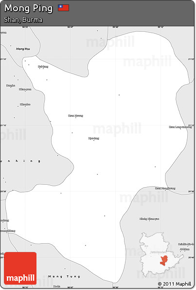 Silver Style Simple Map of Mong Ping