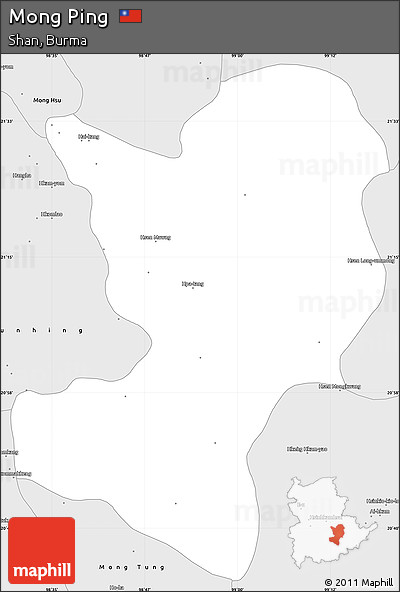 Silver Style Simple Map of Mong Ping