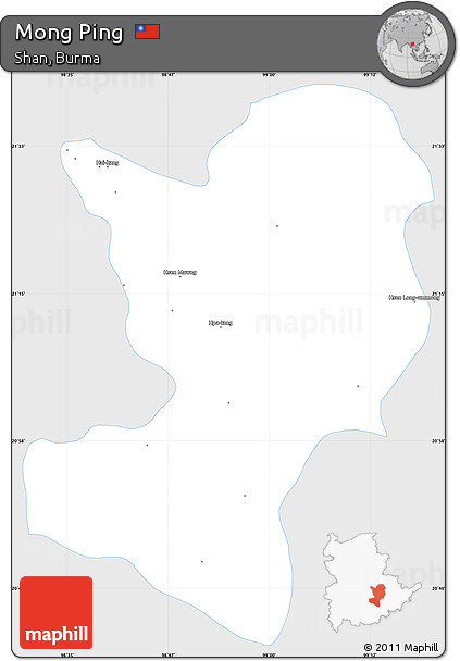 Silver Style Simple Map of Mong Ping, single color outside