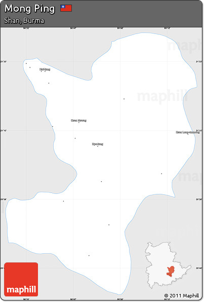 Silver Style Simple Map of Mong Ping, single color outside
