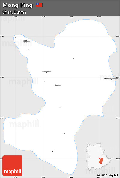 Silver Style Simple Map of Mong Ping, single color outside