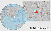 Gray Location Map of Mong Tung, hill shading