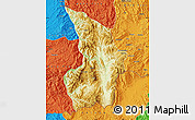 Physical Map of Mong Tung, political outside