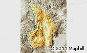 Physical Map of Mong Tung, semi-desaturated