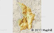 Physical Map of Mong Tung, shaded relief outside