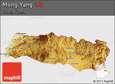 Physical 3D Map of Mong Yang, cropped outside