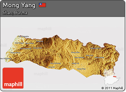 Physical 3D Map of Mong Yang, cropped outside