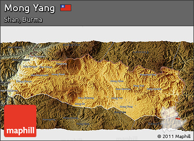 Physical 3D Map of Mong Yang, darken