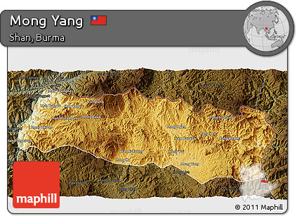 Physical 3D Map of Mong Yang, darken